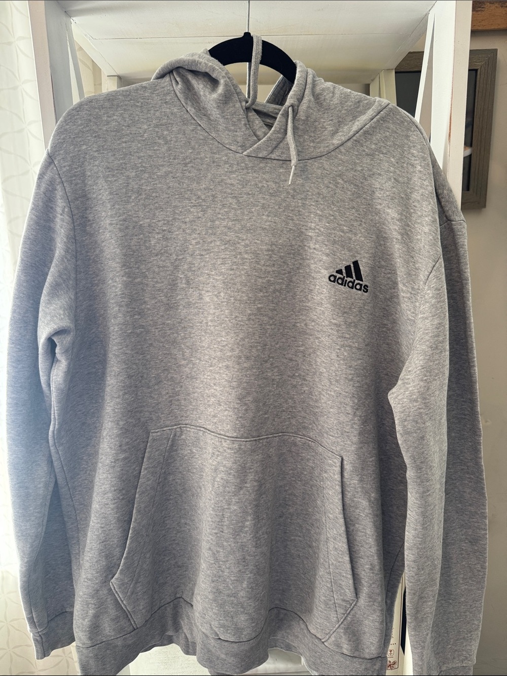 adidas Light Gray Pullover Hoodie with Small Logo